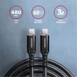 AXAGON FONOTT SZÖVET USB-C/USB-C GYORSTÖLTŐ ADATKÁBEL PD 2.0/3.0 QC 2.0/3.0/4.0 3A 60W 3m FEKETE
