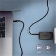 AXAGON FONOTT SZÖVET USB-C/USB-C GYORSTÖLTŐ ADATKÁBEL PD 2.0/3.0 QC 2.0/3.0/4.0 3A 60W 3m FEKETE