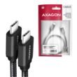 AXAGON FONOTT SZÖVET USB 3.2 GEN 1 USB-C/USB-C GYORSTÖLTŐ ADATKÁBEL PD 2.0/3.0 QC 2.0/3.0/4.0 3A 60W 5 Gb/s 1,5m FEKETE