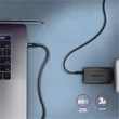 AXAGON FONOTT SZÖVET USB 3.2 GEN 1 USB-C/USB-C GYORSTÖLTŐ ADATKÁBEL PD 2.0/3.0 QC 2.0/3.0/4.0 3A 60W 5 Gb/s 2m FEKETE