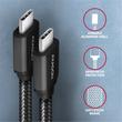 AXAGON FONOTT SZÖVET USB 3.2 GEN 1 USB-C/USB-C GYORSTÖLTŐ ADATKÁBEL PD 2.0/3.0 QC 2.0/3.0/4.0 3A 60W 5 Gb/s 3m FEKETE
