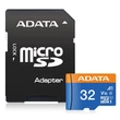 ADATA MICRO SDHC 32GB + ADAPTER CLASS 10 UHS-I U1 A1 V10 (100 MB/s OLVASÁSI SEBESSÉG)