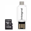 INTEGRAL  MICRO SDXC 128GB + OTG MEMÓRIAKÁRTYA OLVASÓ CLASS 10 UHS-I U1 (90 MB/s OLVASÁSI SEBESSÉG)