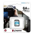 KINGSTON CANVAS GO PLUS SDXC 64GB CLASS 10 UHS-I U3 A2 V30 170/70 MB/s