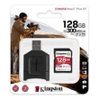 KINGSTON CANVAS REACT PLUS KIT SDXC 128GB CLASS 10 UHS-II U3 V90 300/260 MB/s