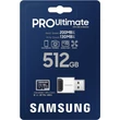 SAMSUNG PRO ULTIMATE (2023) MICRO SDXC 512GB CLASS 10 UHS-I U3 A2 V30 200/130 MB/s + USB 3.0 MEMÓRIAKÁRTYA OLVASÓ