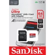 SANDISK ULTRA MICRO SDXC 64GB + ADAPTER CLASS 10 UHS-I U1 A1 140 MB/s