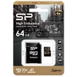 SILICON POWER HIGH ENDURANCE MICRO SDXC 64GB + ADAPTER CLASS 10 UHS-I U3 A1 V30 100/80 MB/s