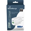 MEDIARANGE HÁLÓZATI TÖLTŐ USB-A/USB-C PD 3.0 QC 3.0 25W FEHÉR