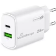 MEDIARANGE HÁLÓZATI TÖLTŐ USB-A/USB-C PD 3.0 QC 3.0 25W FEHÉR