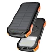 VIKING S12W SOLAR POWERBANK 12.000 mAh QI VEZETÉK NÉLKÜLI GYORSTÖLTÉSSEL FEKETE/NARANCSSÁRGA