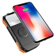 VIKING S12W SOLAR POWERBANK 12.000 mAh QI VEZETÉK NÉLKÜLI GYORSTÖLTÉSSEL FEKETE/NARANCSSÁRGA