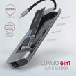 AXAGON HMC-6M2 USB-C 3.2 GEN 1 SUPERSPEED 6in1 USB HUB SATA M.2-GIGABIT LAN-PD 3.0 100W