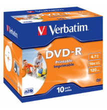 VERBATIM DVD-R 16X FULL NYOMTATHATÓ ID BRANDED NORMÁL TOKBAN (10)