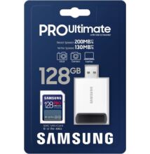 SAMSUNG PRO ULTIMATE (2023) SDXC 128GB CLASS 10 UHS-I U3 V30 200/130 MB/s + USB 3.0 MEMÓRIAKÁRTYA OLVASÓ