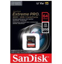 SANDISK EXTREME PRO SDXC 64GB CLASS 10 UHS-I U3 V30 200/90 MB/s