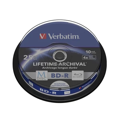 VERBATIM M-DISC BD-R 25GB 4X LIFETIME ARCHIVAL NYOMTATHATÓ CAKE (10)