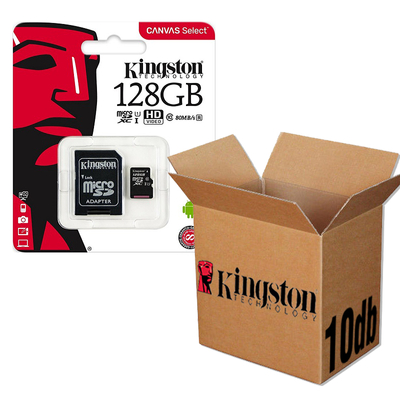 KINGSTON CANVAS SELECT MICRO SDXC 128GB + ADAPTER CLASS 10 UHS-I U1 - 10 DB-OS CSOMAG