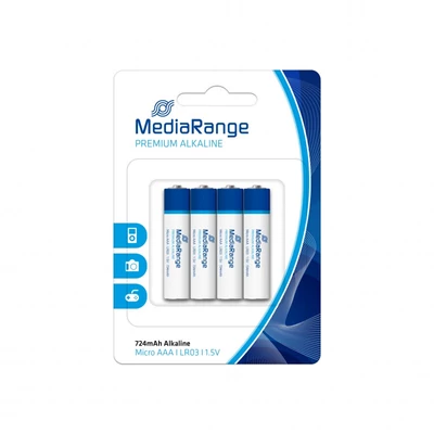 MEDIARANGE AAA MÉRETŰ PREMIUM ALKALINE ELEM (4 BLISTER) MRBAT101