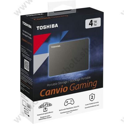 TOSHIBA CANVIO GAMING 2,5 COL USB 3.0 KÜLSŐ MEREVLEMEZ 4TB FEKETE