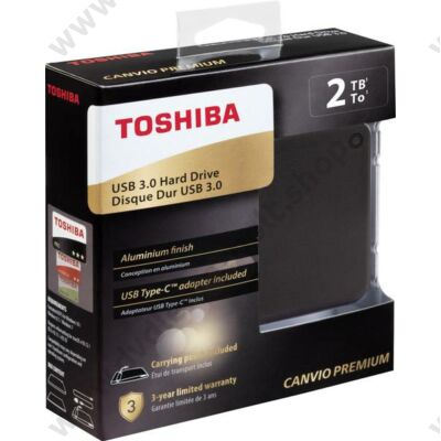 TOSHIBA CANVIO PREMIUM 2,5 COL USB 3.0 KÜLSŐ MEREVLEMEZ 2TB SZÜRKE