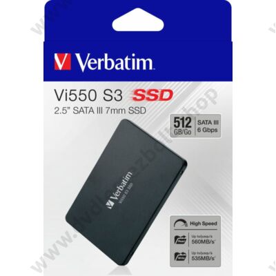 VERBATIM Vi550 S3 2,5 COL MÉRETÚ SATA III 560/535 MB/s 7mm SSD MEGHAJTÓ 512GB