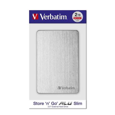 VERBATIM STORE N GO ALU SLIM 2,5 COL USB 3.2 KÜLSŐ MEREVLEMEZ 2TB EZÜST
