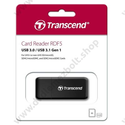 TRANSCEND RDF5 USB 3.0/USB 3.1 MICRO SD/MICRO SDHC/MICRO SDXC SD/SDHC/SDXC MEMÓRIAKÁRTYA OLVASÓ FEKETE