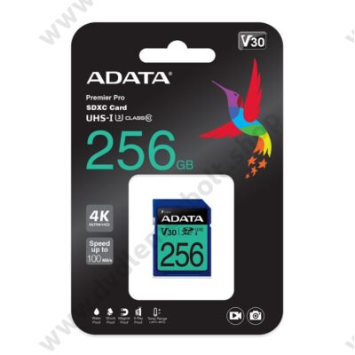 ADATA PREMIER PRO SDXC 256GB CLASS 10 UHS-I U3 V30 100/80 MB/s