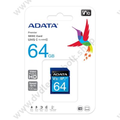 ADATA PREMIER SDXC 64GB CLASS 10 UHS-I U1 V10 100/25 MB/s