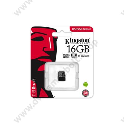 KINGSTON CANVAS SELECT MICRO SDHC 16GB CLASS 10 UHS-I U1 (80 MB/s OLVASÁSI SEBESSÉG)