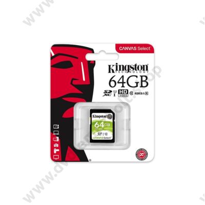 KINGSTON CANVAS SELECT SDXC 64GB CLASS 10 UHS-I U1 (80 MB/s OLVASÁSI - 10 MB/s ÍRÁSI SEBESSÉG)