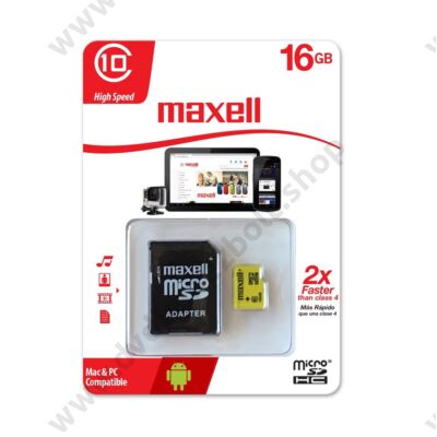 MAXELL YELLOW MICRO SDHC 16GB + ADAPTER CLASS 10