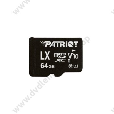 PATRIOT LX SERIES MICRO SDXC 64GB CLASS 10 UHS-I U1 (90 MB/s OLVASÁSI SEBESSÉG)