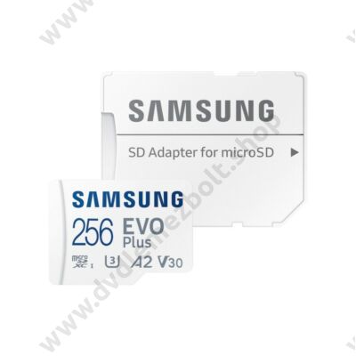 SAMSUNG EVO PLUS (2021) MICRO SDXC 256GB + ADAPTER CLASS 10 UHS-I U3 A2 V30 (130 MB/s ADATÁTVITELI SEBESSÉG)