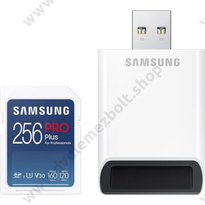SAMSUNG PRO PLUS (2021) SDXC 256GB CLASS 10 UHS-I U3 V30 160/120 MB/s + USB 3.0 MEMÓRIAKÁRTYA OLVASÓ