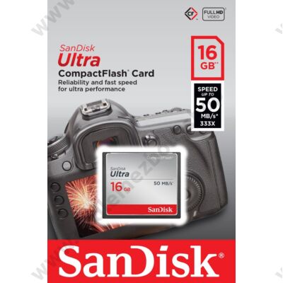 SANDISK COMPACT FLASH ULTRA MEMÓRIAKÁRTYA 50MB/s 16GB