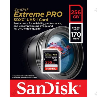 SANDISK EXTREME PRO SDXC 256GB CLASS 10 UHS-I U3 V30 170/90 MB/s