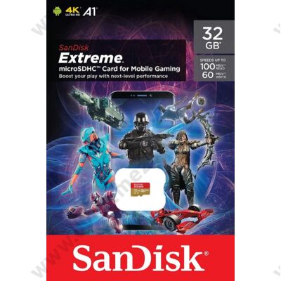 SANDISK EXTREME FOR MOBILE GAMING MICRO SDHC 32GB CLASS 10 UHS-I U3 A1 V30 100/60 MB/s