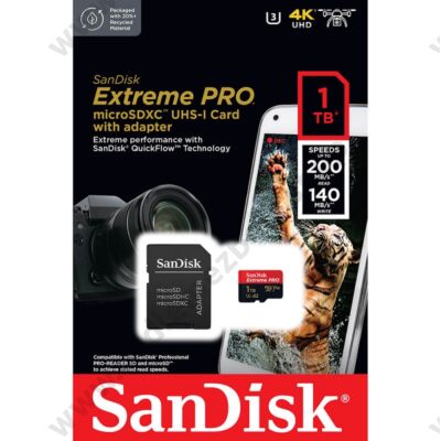 SANDISK EXTREME PRO MICRO SDXC 1TB + ADAPTER CLASS 10 UHS-I U3 A2 V30 200/140 MB/s