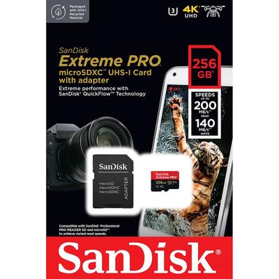 SANDISK EXTREME PRO MICRO SDXC 256GB + ADAPTER CLASS 10 UHS-I U3 A2 V30 200/140 MB/s