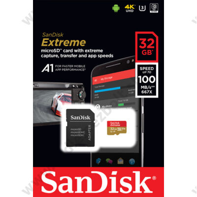 SANDISK EXTREME MOBILE MICRO SDHC 32GB + ADAPTER CLASS 10 UHS-I U3 A1 V30 100/60 MB/s