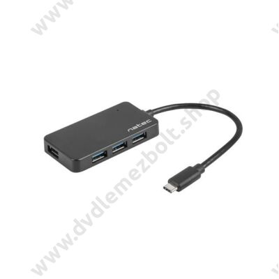 NATEC NHU-1343 USB-C HUB 4 PORT FEKETE