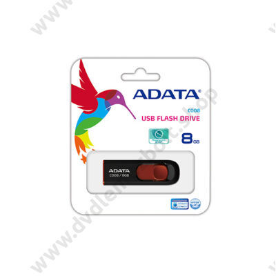 ADATA USB 2.0 PENDRIVE CLASSIC C008 8GB FEKETE/PIROS