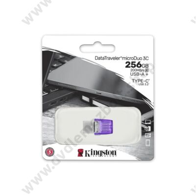 KINGSTON DATATRAVELER MICRODUO 3C USB 3.2/USB-C FÉMHÁZAS PENDRIVE 256GB (200 MB/s OLVASÁSI SEBESSÉG)