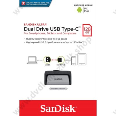SANDISK ULTRA DUAL DRIVE USB 3.1 TYPE-C/USB 3.1 OTG PENDRIVE 128GB